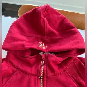 Lululemon Scuba 1/2 Zip Cropped Hoodie XL/XXL Bright Red Gold Zipper & Logo